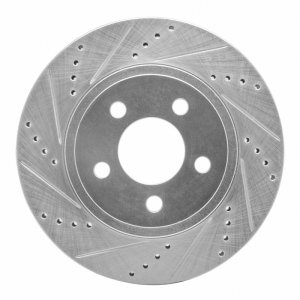 Ford Explorer Sport Brake Rotor (1) - Front Left - R1 Concepts - Drilled & Slotted - Silver - `01-`11